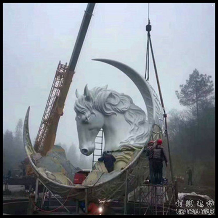 月亮雕塑通用，陸地擺件，各類月亮馬頭雕塑點擊