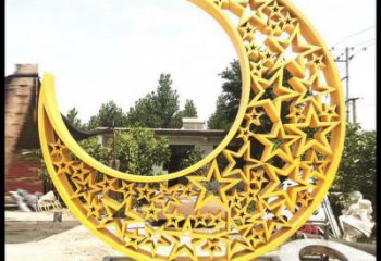 庭院月亮雕塑，鍍金歐式雕塑，網格形式