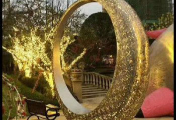 月亮雕塑批發，拉絲工藝，園林鏤空月亮雕塑承接