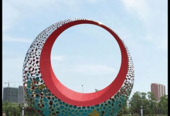 小區月牙雕塑，拉絲景觀雕塑，抽象效果