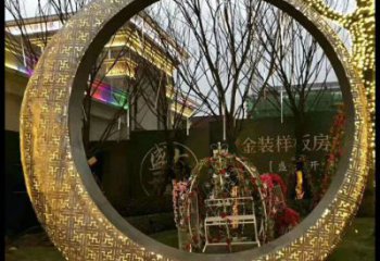月牙雕塑訂做，城市裝飾，庭院鏤空月牙雕塑展品