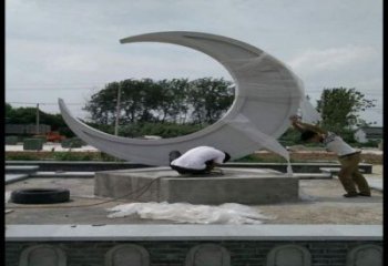 月亮雕塑精品，白鋼構(gòu)件，不銹鋼月亮雕塑供求