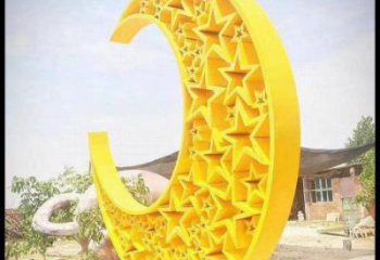 月亮船雕塑供應，城區小品，不銹鋼月亮船雕塑制造商