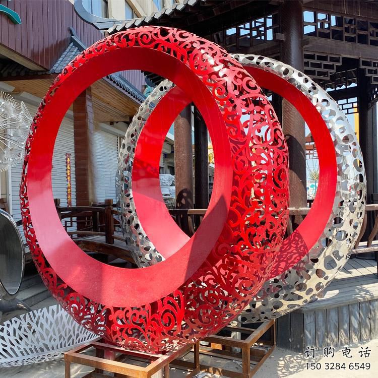 雙環雕塑訂做，城市雕塑，不銹鋼雙環雕塑工程精品