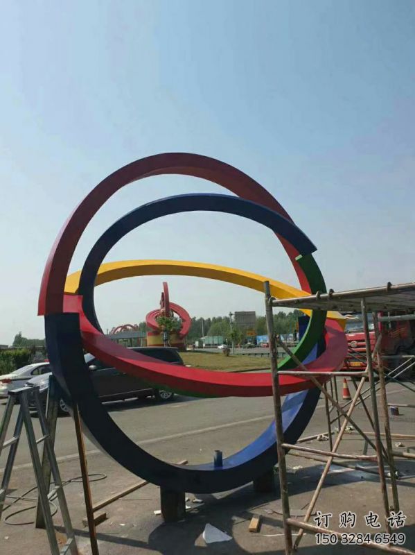 雙環雕塑制造，歐式風格，不銹鋼雙環雕塑廠家定價