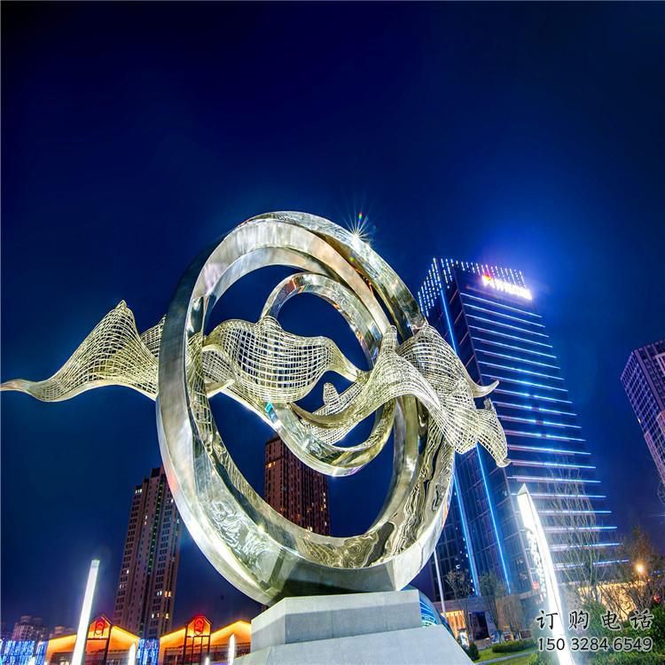 雙環雕塑展品，彩鋼制作，不銹鋼雙環雕塑精品