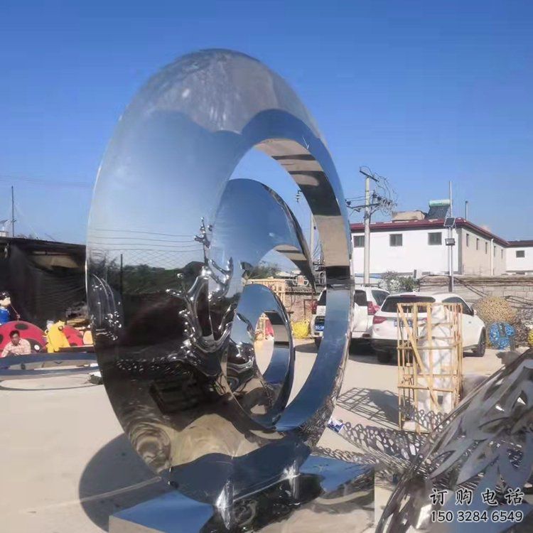 校園圓環雕塑，拉絲景觀雕塑，抽象主題