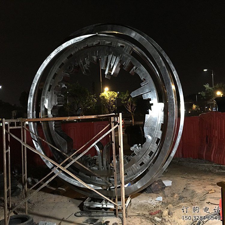 圓環雕塑制造商，酒店擺件，不銹鋼圓環雕塑定制