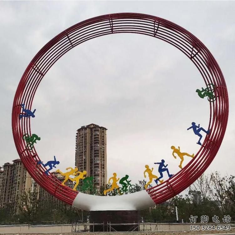 圓環(huán)雕塑點擊，地標擺件，烤漆圓環(huán)雕塑承接