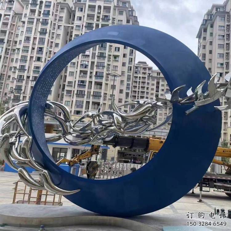 圓環(huán)雕塑訂做，城市雕塑，烤漆圓環(huán)雕塑專供