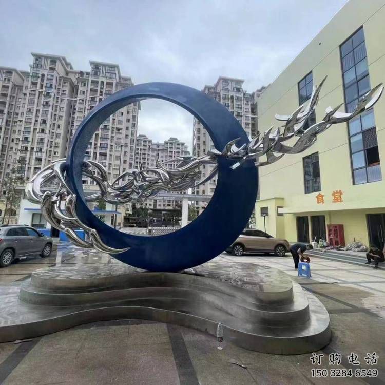 圓環雕塑定做，小區擺件，烤漆圓環雕塑制作