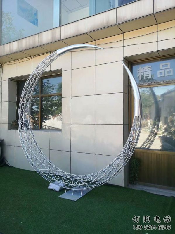 圓環(huán)雕塑制造商，小區(qū)擺件，白鋼鏤空?qǐng)A環(huán)雕塑提供