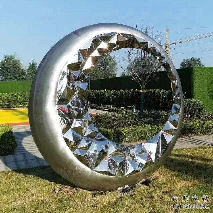 圓圈雕塑訂做，景區案例，不銹鋼圓圈雕塑定制