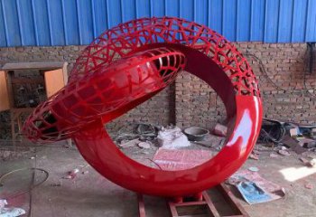 公共雙環(huán)雕塑訂做，城市裝飾，庭院不銹鋼雙環(huán)雕塑展品