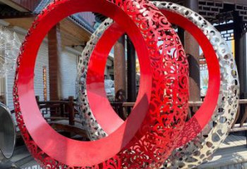 雙環(huán)雕塑訂做，城市雕塑，不銹鋼雙環(huán)雕塑工程精品