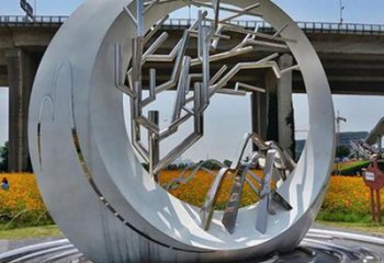 大型圓環雕塑公司，花園小品，不銹鋼圓環雕塑提供