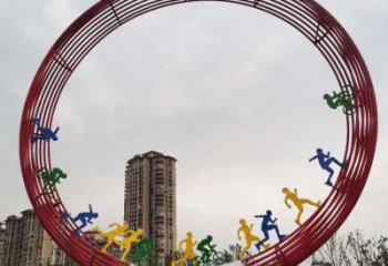 圓環雕塑點擊，地標擺件，烤漆圓環雕塑承接