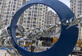 圓環(huán)雕塑訂做，城市雕塑，烤漆圓環(huán)雕塑專供