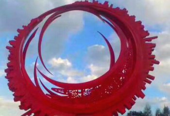 圓環(huán)雕塑定價，村標概念，烤漆圓環(huán)雕塑廠家選用