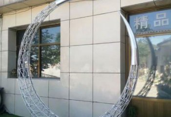 圓環雕塑制造商，小區擺件，白鋼鏤空圓環雕塑提供