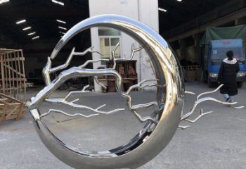 圓環樹雕塑服務商，美陳雕塑，不銹鋼圓環樹雕塑訂做
