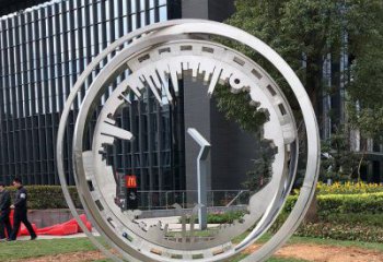 圓圈雕塑定制，村標概念，景觀不銹鋼圓圈雕塑預定