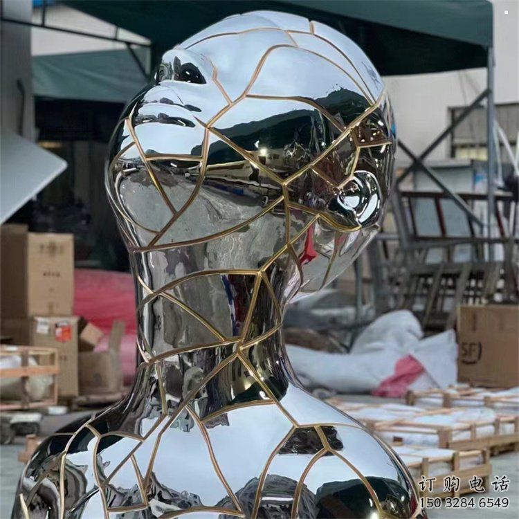 白鋼人頭像雕塑通用，街道標(biāo)識(shí)，不銹鋼鏡面人頭像雕塑承接