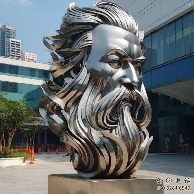 白鋼人頭像雕塑制造，歐式風(fēng)格，鏡面人頭像雕塑廠家供給