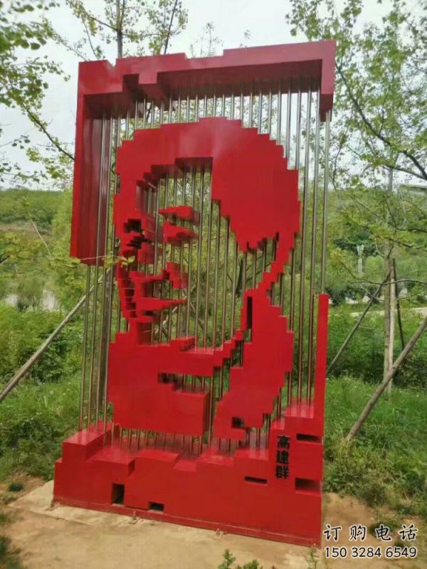 鏤空人頭像雕塑制造商，城區小品，烤漆人頭像雕塑定制