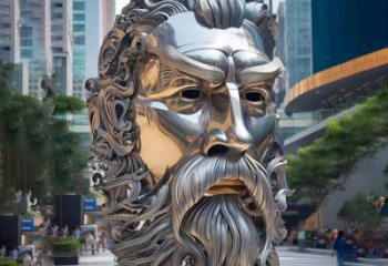 白鋼西方人雕塑制造商,城市雕塑,鏡面人頭像雕塑觀賞型