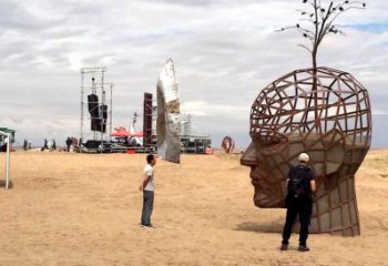 鏤空人頭像雕塑供應,城區小品,鐵藝人頭像雕塑制造商