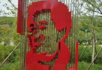 鏤空人頭像雕塑制造商,城區小品,烤漆人頭像雕塑定制