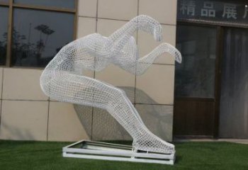 戶外鏤空體育雕塑通用，運動員雕塑，鐵藝人物雕塑供應