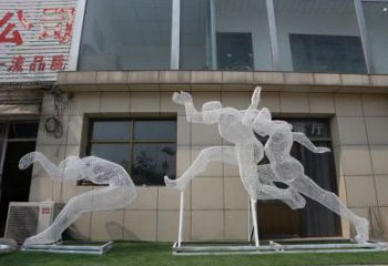 鏤空體育雕塑常用，公園小品，鐵藝運動人物雕塑生產(chǎn)商