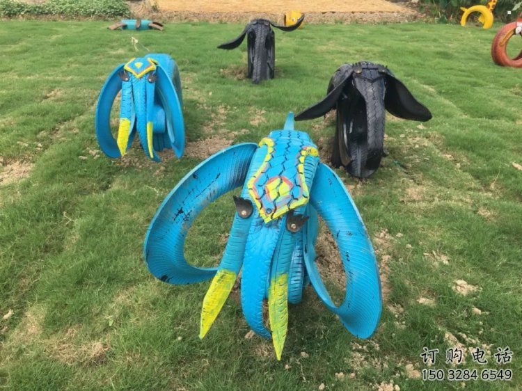 輪胎大象雕塑服務(wù)商，美陳雕塑，輪胎動(dòng)物雕塑訂做