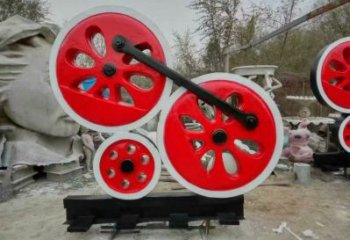 金屬車輪雕塑承接，陸地擺件，廣場車輪雕塑制造商