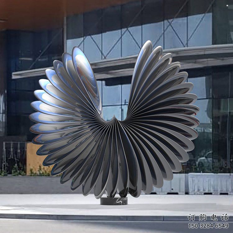 藝術鳥翅雕塑承接，景區案例，不銹鋼鳥翅雕塑定制