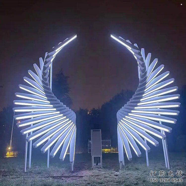 天使之翼雕塑提供，美陳雕塑，不銹鋼羽翼雕塑承接