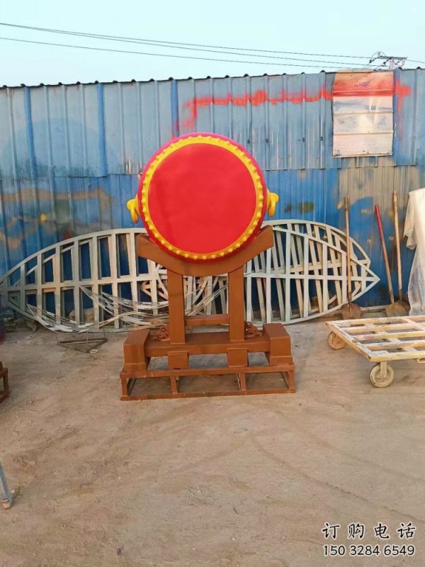 鑼鼓雕塑定制，小區雕塑，建筑不銹鋼鑼鼓雕塑提供