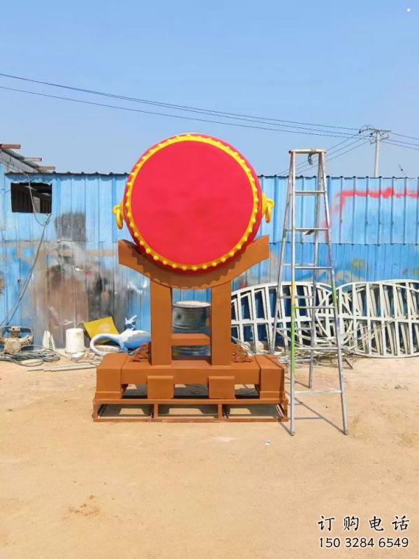 鑼鼓雕塑制作，村標概念，鍛鋼不銹鋼鑼鼓雕塑專供