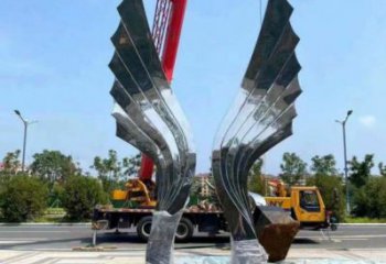 景區(qū)鳥(niǎo)翅雕塑優(yōu)選，圓雕體系，不銹鋼鳥(niǎo)翅雕塑選定