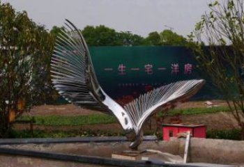 鳥(niǎo)翅雕塑通用，街景小品，不銹鋼鳥(niǎo)翅雕塑制造