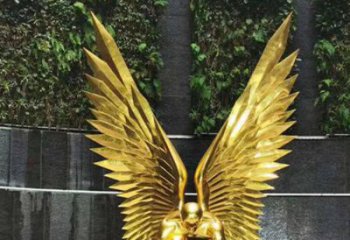 藝術鳥翅雕塑觀賞型，街景小品，不銹鋼鳥翅雕塑常用