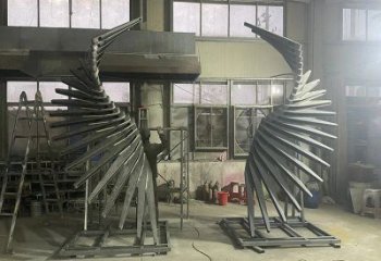 烤漆天使之翼雕塑制造商，室外軟裝，翅膀雕塑制作承接