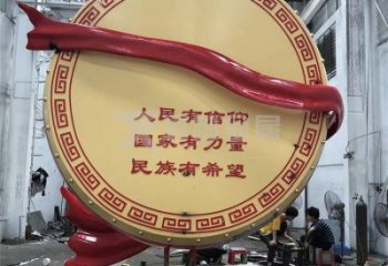 大型鑼鼓雕塑公司制作，花園小品，不銹鋼鑼鼓雕塑提供