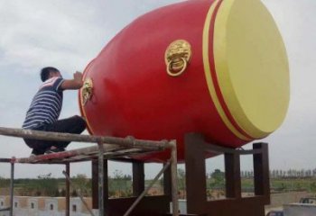 紀(jì)念鑼鼓雕塑生產(chǎn)，廣場雕塑，不銹鋼鑼鼓雕塑展品