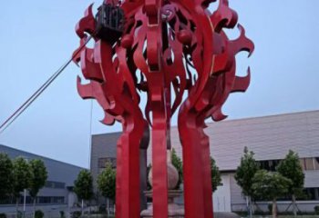 六安火球雕塑，精神堡壘火球雕塑落地展示