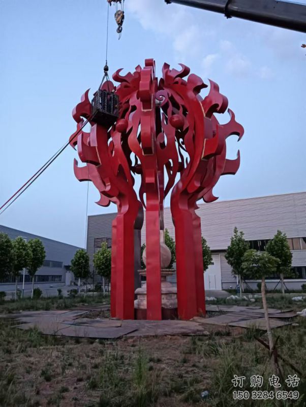 文昌火球雕塑，精神堡壘火球雕塑落地展示