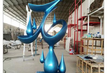 龍巖水滴雕塑，烤漆工藝，群雕不銹鋼水滴雕塑