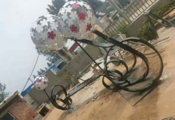 晉州大型蒲公英坐凳雕塑，現(xiàn)代元素設計，不銹鋼坐凳雕塑